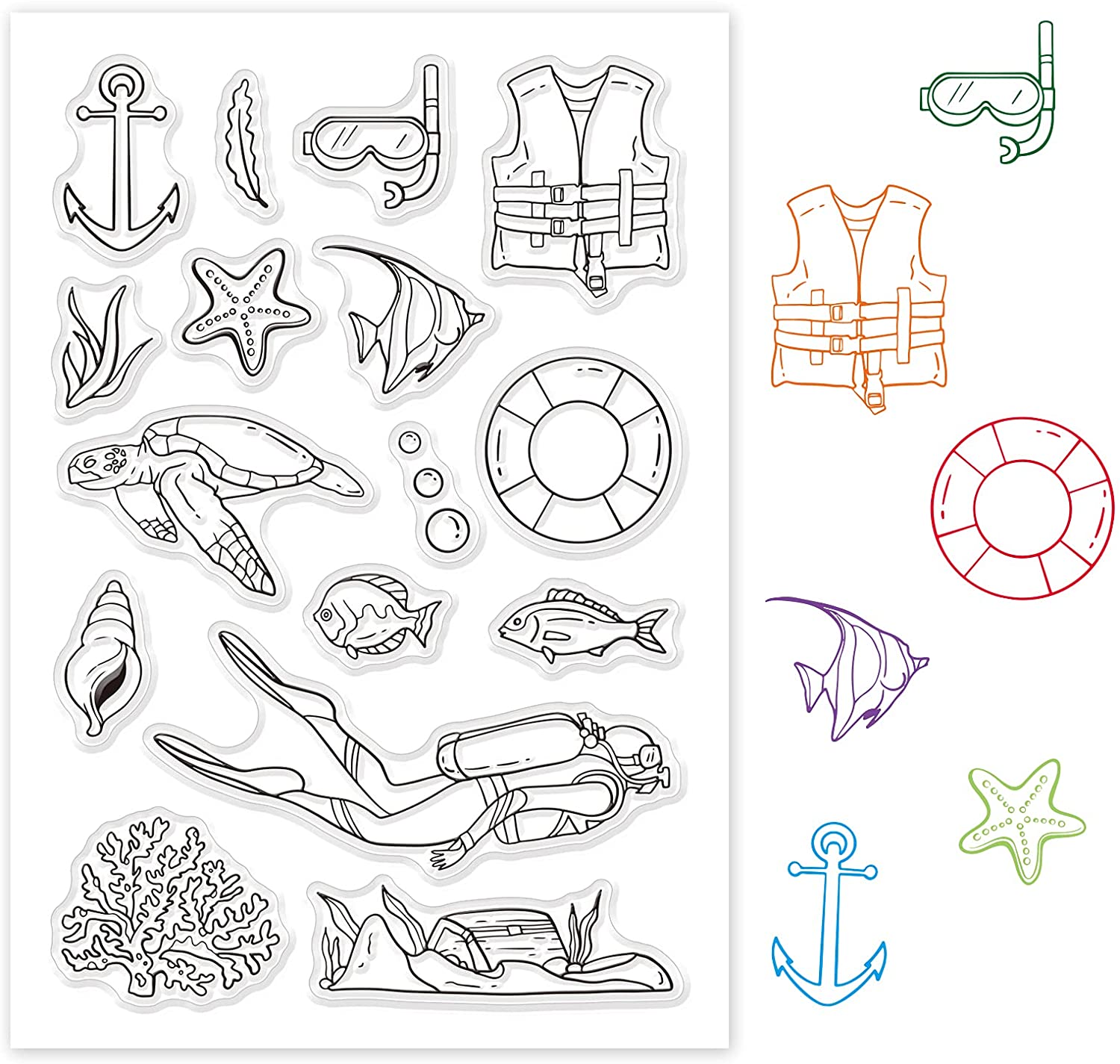 1PC Ocean World Diving Clear S - Clear Silicone Stamps For Card Making ulasan dan harga