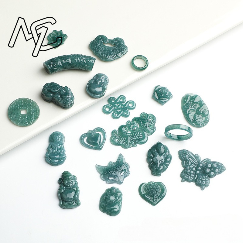 2PC Natural Blue Water Jadeite - Beading ulasan dan harga