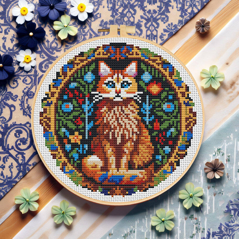 DIY Cross Stitch Cat Animal 11 - Cotton Embroidery Thread Skeins ulasan dan harga