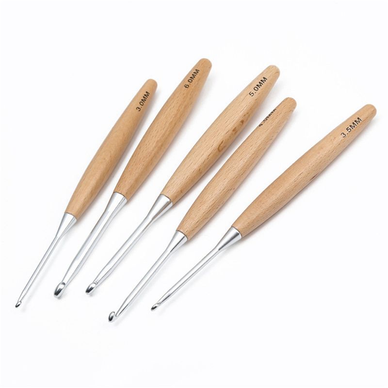 M12K-40Pcs Wood Crochet Hooks  - Wooden Crochet Hooks Ergonomic Handle ulasan dan harga